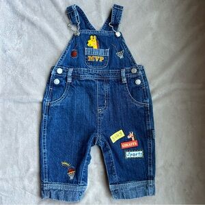 Vintage Little wonders baby boy Denim Overalls with Patches